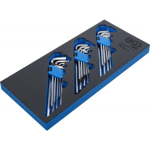 Set chei tip L extra lungi Profil Torx, Profil Torx cu gaura, Profil Inbus, 3 seturi, 27 piese, BGS 74259 - Img 2