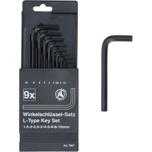 Set chei tip L | Inbus 1,5 - 10 mm | 9 piese, BGS DIY 7957 - Img 1