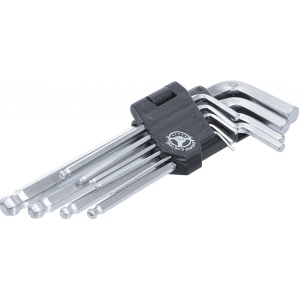Set chei tip L | Inbus / Inbus cu cap sferic 1,5 - 10 mm | 9 piese, BGS Diy 815 - Img 1