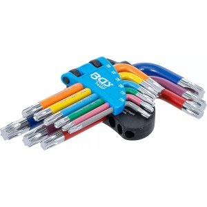 Set chei tip L multicoloră scurte profil T (pentru Torx) T10 - T50 9 piese