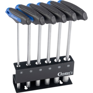 Set chei tubulare cu mâner T, profil hexagon 6-14 mm, lungime 230 mm, 6 piese, Condor 2026 - Img 1