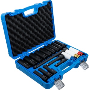 Set chei tubulare de impact 10 - 24 mm simple si chei tubulare cu protectie 17-19-21 mm, antrenare1/2",18 piese, BGS 5202 - Img 2