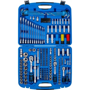 Set chei tubulare Profil Hexagon ondulat cu 3 clicketi 1/4" / 3/8" / 1/2", 218 piese, BGS 8820 - Img 5