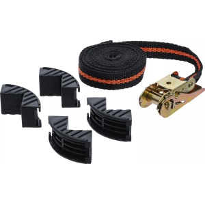Set chinga cu clicket pentru ancorare + 4 coltare de protectie, lungime 5 m, latime 25mm, forta de tractiune 120/240Kg, BGS DIY 3554 - Img 1