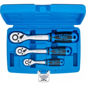 Set clicketi reversibili cu pas fin, antrenare 1/4, 3/8", 1/2", 3 piese, BGS 621 - Img 5