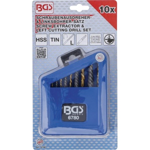 Set extractoare de suruburi şi burghie pe stânga HSS acoperite cu Titan-nitrurat, dimensiuni 2 - 7,5 mm, 10 piese, BGS 6780 - Img 6