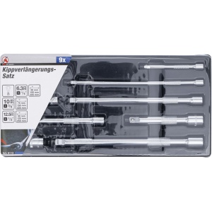 Set prelungitoare cu cap sferic, antrenare 6,3 mm (1/4") / 10 mm (3/8") / 12,5 mm (1/2"), 9 piese, BGS DIY 6113 - Img 4