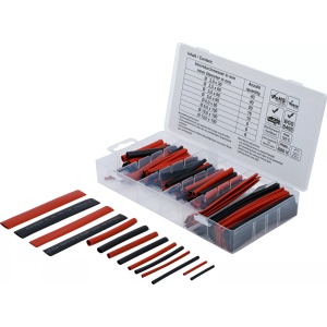 Set varnis termoretractant cu diametre diferite | Rosu / Negru | 150 piese, BGS 9404 - Img 1