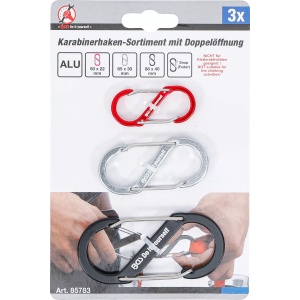 Sortiment cârlige cu carabina, cu deschizatura dubla | aluminiu | 3 piese, BGS DIY 85783 - Img 4
