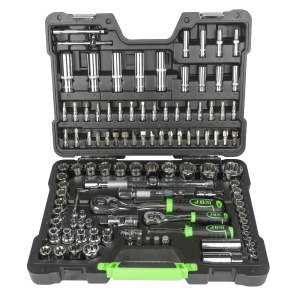 Trusa de tubulare cu 12 colturi, clicketi si prelungitoare, 113 piese, JBM 54047