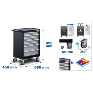 Banc de scule mobil cu 7 sertare, fara echipare, BGS 4235 - Img 4