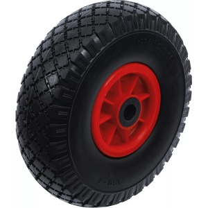Roata pentru lize/carucioare de mâna | PU, roşie/neagra | 260 mm, BGS DIY 80650 - Img 1