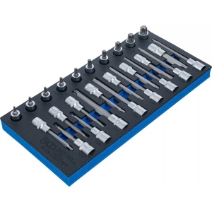 Set biţi profil Torx T20-T70 cu tubulara 1/2" in suport organizator 44929 pentru dulap de scule | 26 piese, BGS 4119 - Img 2