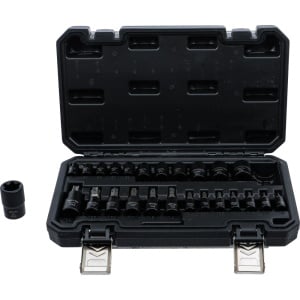 Set biţi si tubulare, act. 6,3 mm (1/4"), 10 mm (3/8"), 12,5 mm (1/2"), Profil E si Profil T (pentru Torx),25 piese, BGS 20124