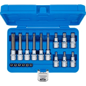 Set biti Torx cu gaura, antrenare 1/4" si 1/2", 18 piese, BGS 5174 - Img 4
