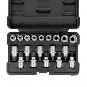 Set biti Torx T20-T70 si tubulare profil E E10-E24, antrenare 1/2", 19 piese, JBM 54266 - Img 3