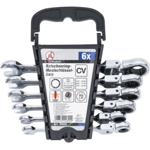 Set chei combinate cu clichet in Inch 1/4" - 9/16", capete flexibile, 6 piese, BGS DIY 30005 - Img 3