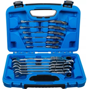 Set chei fixe cu inel clichet dublu arrticulat articulate 8 - 19 mm, 12 piese, BGS 6180 - Img 1