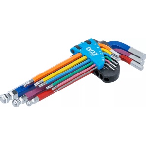 Set chei Imbus tip L, multicolor cu cap sferic 1,5 - 10 mm 9 piese, BGS 74452 - Img 1