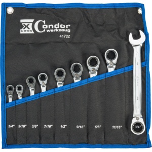 Set chei inelare/fixe cu clichet, reversibile, 9 piese, 1/4-3/4", Condor 4172Z - Img 1