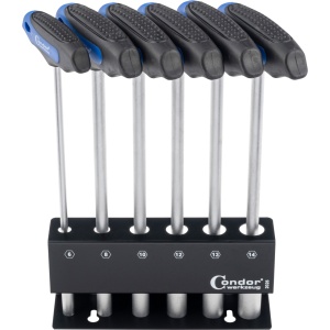 Set chei tubulare cu mâner T, profil hexagon 6-14 mm, lungime 230 mm, 6 piese, Condor 2026 - Img 2