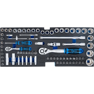 Set chei tubulare marimi in ţoli cu antrenare 1/4" - 1/2", in suport din spuma pentru BGS 3312, 78 piese, BGS 3345