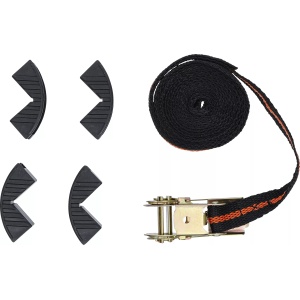 Set chinga cu clicket pentru ancorare + 4 coltare de protectie, lungime 5 m, latime 25mm, forta de tractiune 120/240Kg, BGS DIY 3554 - Img 2