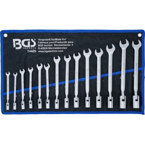Set de chei combinate fixa+tubulara articulata, 8 - 22 mm, 14 piese, BGS 74425