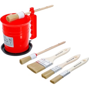 Set de pensule plate / rotunde, cu pahar pentru vopsea, 6 piese, BGS 76500