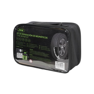 Set de reparatie pentru anvelope, solutie + compresor de aer la 12V, JBM 54760 - Img 2