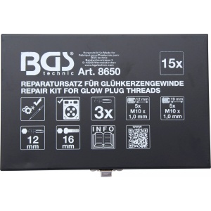 Set reparaţie filete pentru bujii incandescente M10 x 1,0, BGS 8650 - Img 4
