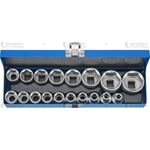 Set tubulare profil hexagon 8-32 mm, antrenare 1/2", 18 buc., Condor 1196 - Img 1