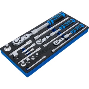 Suport organizator pentru cărucior 1/3: Set chei cu clichet reversibil | extensibil, articulat | 6,3 mm (1/4") - 10 mm (3/8") - 12,5 mm (1/2") | 17 piese, BGS 4798 - Img 2