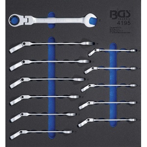 Suport organizator pentru carucior 2/3: Chei fixe inelare cu clichet articulate 8 - 19 mm, 12 piese, BGS 4195 - Img 1