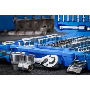 Trusa de tubulare cu profil hexagon ondulat (Super Lock) cu 3 clicheti, 1/4'' + 3/8'' + 1/2'', 192 piese, BGS 2292 - Img 8