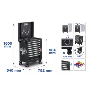 Banc de scule pentru atelier cu 8 sertare cu 263 piese, BGS 4106 - Img 2
