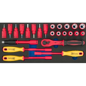 Cheie tubulară cu inserție din spumă VDE 1/3, 24 bucăți, 3/8", Condor 30710