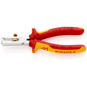 Cleste dezizolator cu arc de deschidere cu manere multicomponent, testate VDE, lungime 160 mm, Knipex 1106160 - Img 1