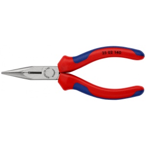 Cleste plat-rotund cu tais (patent cu cioc drept), manşoane multicomponent, lungime 140 mm, Knipex 2502140 - Img 3