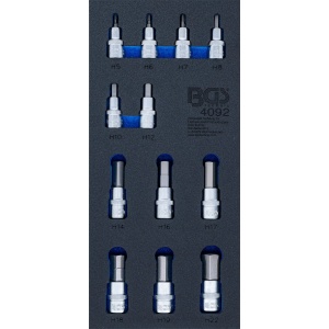 Echipare pentru dulap 1/3, Set biti hexagonali pe tubulara purtatoare act. 1/2", HEX 5-HEX 22, 12 piese, BGS 4092 - Img 1