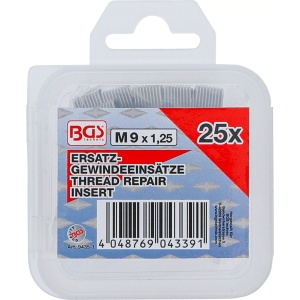 Insertii Helicoil pentru reparatii filete M9x1.25, 25 piese, BGS 9435-1 - Img 3