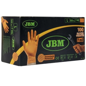 Manusi mecanic auto, nitril portocaliu - 7 mil, marimea L, 100 Buc, JBM 53552 - Img 1
