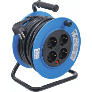 Rola prelungitor cablu electric 15 m, sectiune 3x1,5 mm², 4 prize, IP 20, 3000 W, BGS 3360 - Img 1
