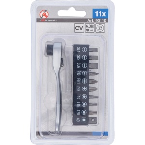 Set biți cu clichet pentru biți, hexagon exterior 6,3 mm (1/4"), 11 piese - Img 4