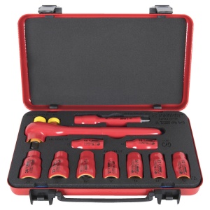 Set capete chei tubulare izolate la 1000 V, in cutie metalica, Unior 612678