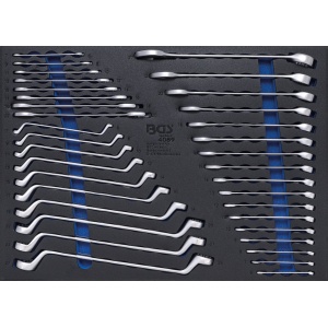 Set chei combinate 6 - 27 mm 17 piese, chei fixe 6 x 7 - 20 x 22 8 piese, inelare cu cot 6 x 7 - 20 x 22 mm 10 piese, BGS 4089