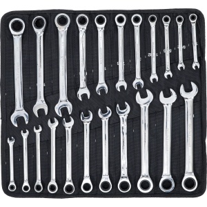 Set chei combinate cu clichet marimi metric + ţoli, 22 piese, BGS DIY 30010
