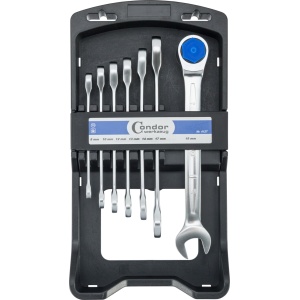 Set chei cu clichet / chei cu cap deschis, în afișaj autoservire, 7 bucăți, 8-19 mm, Condor 4127 - Img 1