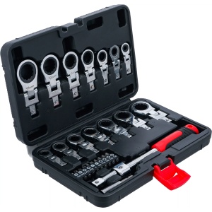 Set chei inelare cu clichet capete ataşabile 6 - 20 mm, set biţi, 27 piese, B-84529 - Img 3