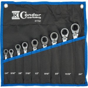 Set chei inelare/fixe cu clichet, reversibile, 9 piese, 1/4-3/4", Condor 4172Z - Img 2